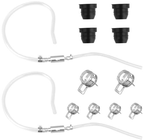 2-Pack Universal Bromsluftningsslangsats med Envägsbackventil, Motorcykel- och Bilvätskeluftningsverktyg för Koppling och Bromssystem (Inkluderar Metallklämmor)