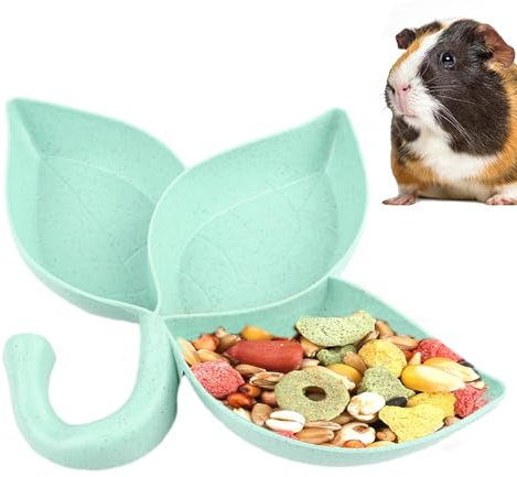 per cibo per criceti, 3 scomparti, a forma di foglie, per cincillà, per cibo e acqua per piccoli animali, scoiattoli, piccoli animali, per criceti
