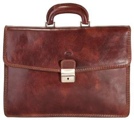 piké Aktentasche Echt Leder Herren | Made in Italy, Bürotasche, Dokumententasche klassisch, Schloss & Schlüssel, Laptoptasche, 5 Innenfächer | 016171