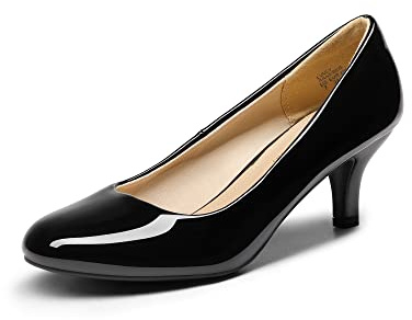 DREAM PAIRS Women's Dress Comfortable Low Heel Pump Shoes,Size 8,Black/Pat,LUVLY