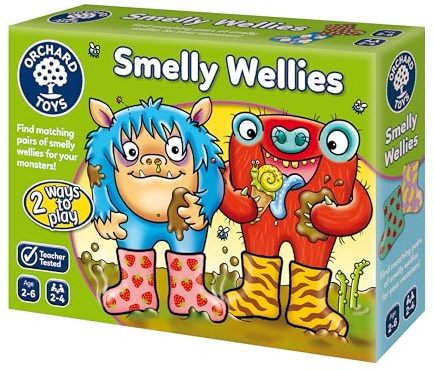 Orchard Toys Smelly Wellies Matching Game - Kids Educational Matching Pairs & Memory Card Game for 2 Year Old and Up - Toddler Toys and Board Games for Boys and Girls Ages 2 to 6-2 to 4 Players