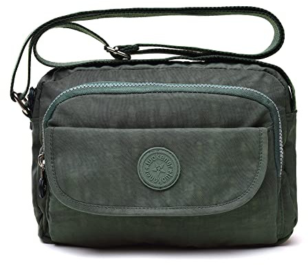 tuokener Petit Sac Bandouliere Femme Sac à Main Tissu Bandoulière Femmes Imperméable Saccoche Fille Pour Voyage (Vert Armée)