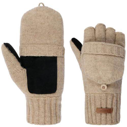 Barts Haakon Fingerless Ullhandskar Herrar - vantar handskar utan fingrar stickade med foder Vinter höst-vinter - L/XL beige
