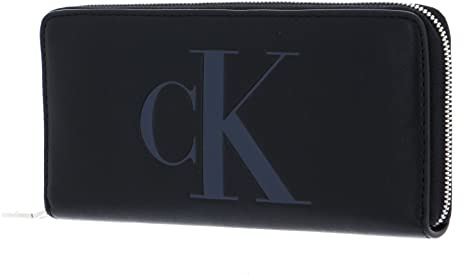 Calvin Klein Jeans Damen Sculpted Zip Around Mono Reisezubehör-Bi-Fold-Brieftasche, Schwarz
