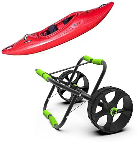 FDB 200LBS Universal Folding Bend Kayak Canoe Boat Carrier Dolly Trailer Tote Trolley Transport Cart Wheel for Carrying Kayaks, Canoes, Paddleboards, Float Mats, Boats Green