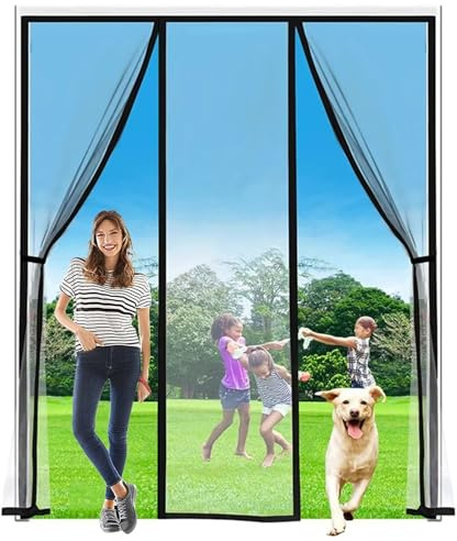 Moustiquaire Porte Fenetre Aimantée Magnetique, Rideaux Anti Mouches pour Porte, Rideaux Toile Insect Ecran,Moustiquaire Baie Vitree Coulissante,Magnétique Moustique (180x220cm, Noir)