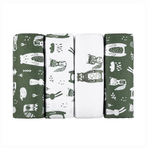 Kindsgard Manoplas de Molton Handklad, paquete de 4 unidades, 100% algodón, absorbentes, suaves y versátiles, 70 x 70 cm, lavables y aptas para secadora, juego de paños para bebés para casa y de