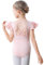 Aiseyi Ballettkleidung Mädchen Ballett Trikot Kinder Rüsche Kurzarm Turnanzug Baumwolle TanzBody Ballettanzug mit Kreuzrücken Rosa 130