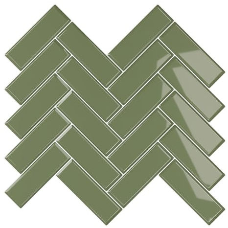 VEELIKE Vinilos Cocina Azulejos Verde Oliva Retro Espiga 3D Azulejos Adhesivos Baño Papel Adhesivo para Cocina Azulejos Adhesivos Cocina Verde Salvia Pegatinas de Baldosas 30.5cm×30.5cm 12 Piezas