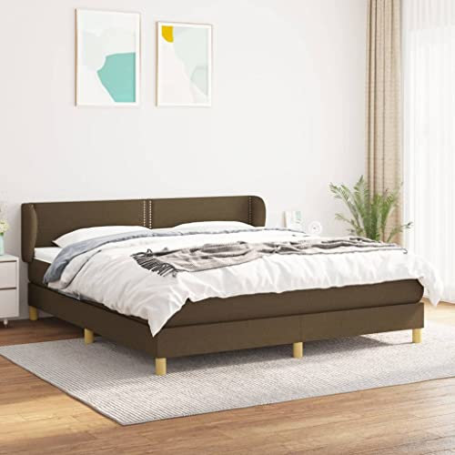 Youuihom Palettenbetten Bettgestell Etagenbetten Tagesbetten Boxspringbett mit Matratze Dunkelbraun 180x200 cm Stoff Geeignet für Wohnungen, Schlafzimmer, Arbeitszimmer, Büros