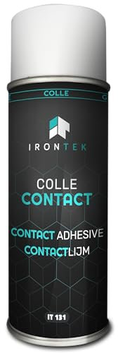 Colle Néoprène Aérosol 400ml | IRONTEK | 1 Aérosol | Haute adhérence, multi-supports, repositionnable, séchage express, résiste à l’eau | Pour réparation tissu, mousse, isolation, plafond, voiture