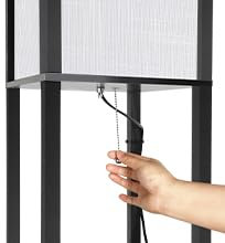 Omdekor Lampada da terra a LED in legno con attacco E27 per soggiorno, lampada da terra con ripiano, 3 temperature di colore 3000-5000K, lampada da terra vintage per soggiorno camera da letto studio