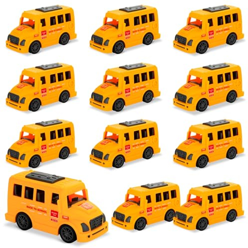 LSLYHTC 6Pcs School Bus Toys Bulk, Plastic Mini School Bus for Toddlers, Small Yellow Buses Toy Party Favors for Birthday Party Supplies and Presents