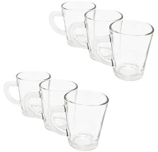 CUCUBA Lot de 6 tasses à café en verre transparent de forme haute 70 ml lavables