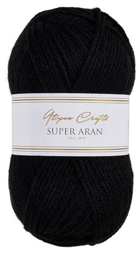 Utopia Crafts Super Aran Knitting and Crochet Yarn 100g (Black)