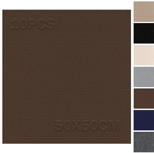 Carpet Tiles 50 x 50 cm Self-Lying – Set of 10 – 0.9 m² – Self-Adhesive Carpet Tiles, Carpet Tiles with Backing, Carpet Tiles for Cutting for Home, Bedroom, Dark Brown