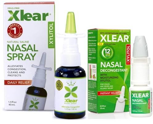 Xlear Naturlig Nässpray med Xylitol, Regular and Travel Size 12-Hour Bundle, 1.5 fl oz & 0.5 fl oz (Pack of 2)