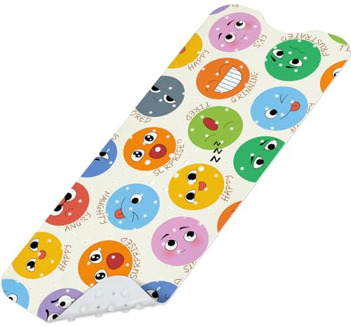 SHUCHING Tappetino Vasca Antiscivolo Bambini, Tappeto Doccia Antiscivolo Bambini 100x40cm, Tappetino Bagno Resistente alla Muffa e Lavabile in Lavatrice, Espressione Facciale