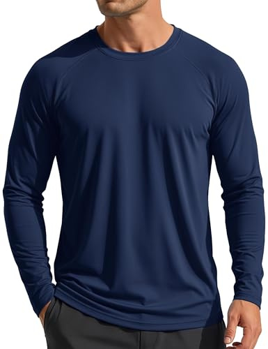 MAGCOMSEN Men's Long Sleeve Running Sports Top UPF 50+ Sun UV Protection Shirts Quick Dry Lightweight Gym T-Shirt