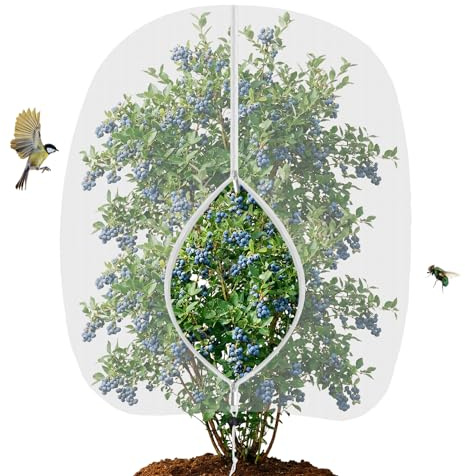 Dreamtop Red de protección para pájaros para árboles frutales, malla de jardín con cremallera, para arándanos, verduras, cerezas, fresas (180 x 180 cm)