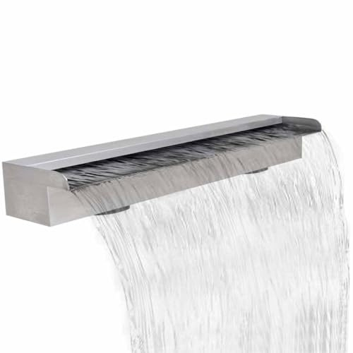 LoogCape Fuente rectangular de acero inoxidable de 90 cm para piscina, jardín, estanque, fuente ornamental, fuente de agua, decoración de relajación, interior y exterior