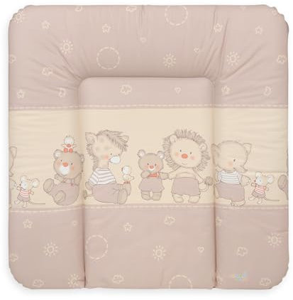 Ceba Baby® Wickelauflage - weiche Wickelunterlage - Baby Wickeltischauflage - 75x72 cm - Abwaschbar - OEKO-TEX® Standard 100 - Made in EU - Tierbabies Sterne - 75 x 72 cm