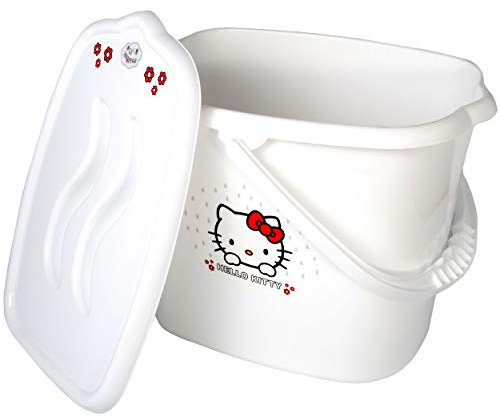 alles-meine.de GmbH Eimer/Windeleimer mit Deckel + Tragegriff - weiß - rot Helllo Kitty - Katze Bieco - geruchsdicht - Putzeimer - Windeln Babywindeln - Geruch - geruchsfre..