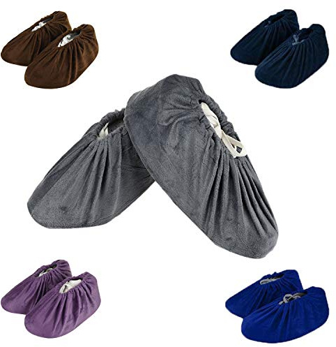 SIVENKE Copriscarpe riutilizzabile da 5 paia Copriscarpe/stivali lavabili antiscivolo Copriscarpe antipolvere per uso domestico (colorato)