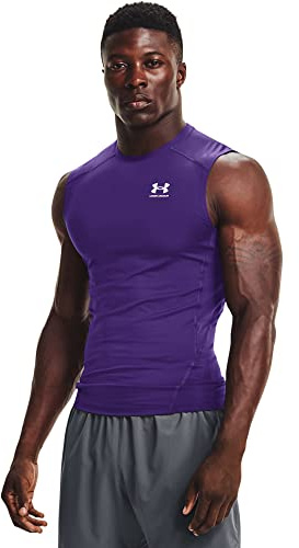 Under Armour UA HG Armour Comp SL - Camiseta de Tirantes para Hombre con Ajuste de compresión, cómoda Camiseta Funcional, Morado (500)/Blanco, L