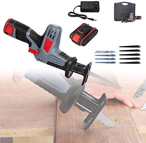 Sega a Gattuccio a Batteria con 9 Lame, Sega Universale da 12 V con Batteria, Set Completo con Caricabatteria, Seghetto per Potatura e Multimateriali, Doppio Interruttore di Sicurezza,1 battery