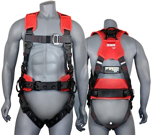 AFP Demon Fall Protection Comfortable Safety Harness (OSHA/ANSI PPE), Harness for Men Construction, Safety Harness Fall Protection Kit
