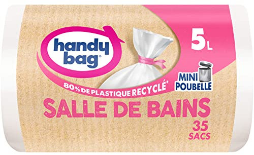 Handy Bag - Bathroom Bin Liners 5L x 35 Bags - Special for mini bins - Maximum sealing - Leak-proof bottom - 100% recycled plastic