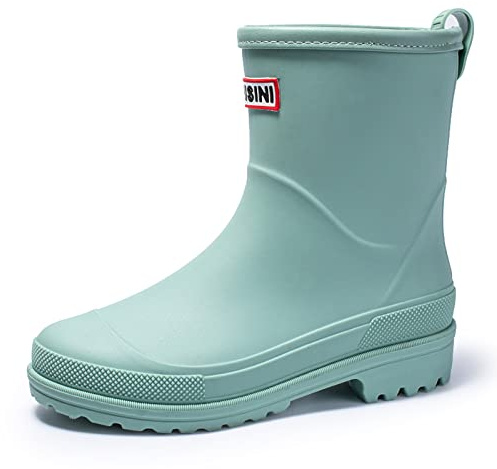 Nutropa Mid Calf Rain Boots for Women,Waterproof Garden Shoes Anti-Slip Rainboots,Outdoor Work Rain Shoes,200 Green 7.5 Women
