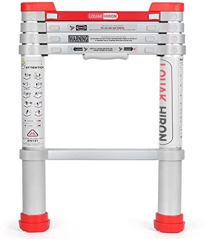 Escalera telescópica de 4.6 pies para el hogar, Escalera Plegable de Aluminio para Caravana, Escalera de ático de 330 Libras de Capacidad