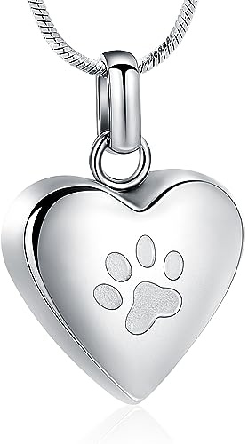 Minicremation Collier urne funéraire en forme de cœur pour cendres - Bijoux pour homme et femme - Pendentif souvenir - Médaillon commémoratif, Acier inoxydable