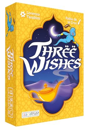 Three Wishes, Juego de Mesa, Juego de Cartas, 3-8 Jugadores, con Amigos, Familiar, Party, Fiesta, Rápido, Divertido, Risas, Cuentos, Colección de Sets, Edad +6 Años