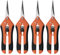 ZEONHEI 4 Stück 16,5cm Hand Gartenschere, Ernteschere Blütenschere Pflanz Schere Trimmschere Zweigstelle Pflanz Schere, Blumenschere für Schnittblumen und Zweige, Gerade Klinge, Orange