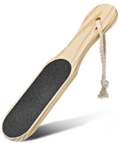 JIEYAO Hornhautfeile Doppelseitiger Fußschrubber Aus Holz,Professionelles Pediküre Fußfeile Grob & Fein Fußraspelfeile mit Trageband für Verhärtete oder Trockene Haut zur Entfernung Abgestorbener Haut