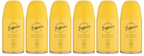 Designer Fragrances 6 Pack Daisee Automatic Room Spray Universal Refill Air Freshener Cans - For Home & Vehicles – Upto 70 Days of Luxury Lasting Smell - Deodorise & Neutralise Odours – 250ml