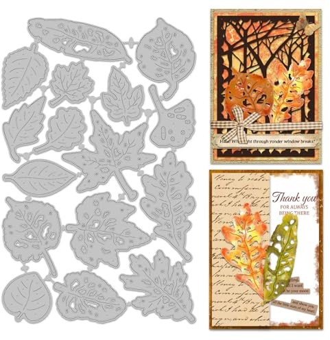 INFUNLY 16PCS Leaf Fragment Die Cuts for Card Making Broken Leaves Cutting Dies Maple Leaves Metal Die Cuts Cutouts Fall Leaf Embossing Stencils Template for DIY Scrapbooking Album Paper Decor Craft