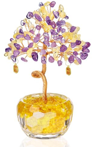 VLYX Ametrine Quartz Crystal Tree of Life, Crystal Money Tree | Handmade Ametrine Crystal Tree, Natural Quartz, Room Decor, Crystal Gifts, Positive Energy, Desk Ornament, Gift for Her