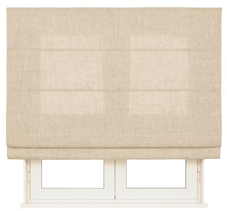 Kaaten | Estor Plegable Translúcido con Varillas Textura Lino | Tejido de Aspecto Natural | Certificado GRS | Color: Beige| Medidas: 75cm X 175cm | para Puertas y Ventanas | Fabricado en España