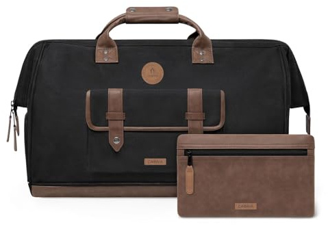 CABAIA Sac de Voyage pour Ordinateur Portable Adventurer Waxed Cotton Duffle Bag Trogir Noir