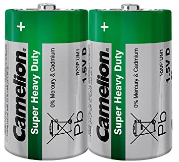 CAMELION 10100220 Pilas súper resistentes R20/ mono/paquete de 2 unidades.