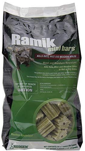 Neogen Ramik Fish Flavored Weather Resistant Rodenticide Mini Bait Bars, 4-pound pouch, multicolor (116331)