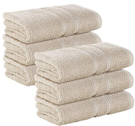 6 Stück Premium Frottee Gästehandtücher 30x50 cm in Sand creme von StickandShine in 500g/m² aus 100% Baumwolle