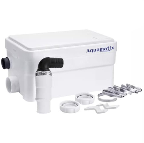 Aquamatix Duscha Pompe de douche 250W Pomp de Relevage Broyeur Sanitaire 10m Distance de pompage verticale 135L/minpour douches, éviers 2 entrées