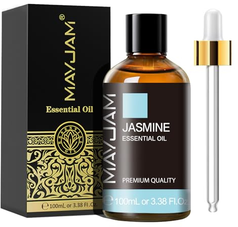 MAYJAM Jasmin Ätherisches Öl 100ML, Jasminöl für Diffusor, Luftbefeuchter, DIY, Home，Wardrobes