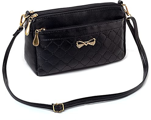FULEI Crossbody Bag for Women Small Soft PU Leather Ladies Handbags Black Shoulder Purse