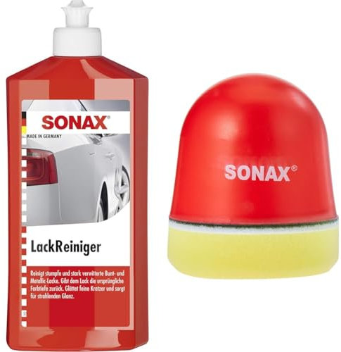 SONAX LackReiniger (500 ml) kraftvolle Politur für stumpfe und stark verwitterte Bunt- und MetallicLacke & P-Ball (1 Stück) mühelos und schnell zum perfekten Polierergebnis | Art-Nr. 04173410